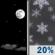 Tonight: A slight chance of snow showers after 2am.  Increasing clouds, with a low around 12. Southwest wind 11 to 15 mph becoming west after midnight. Winds could gust as high as 33 mph.  Chance of precipitation is 20%.